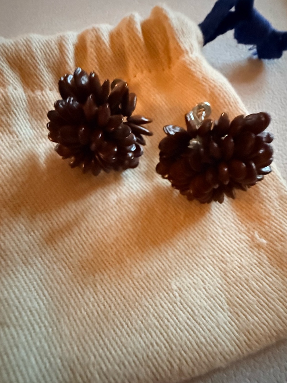 Brown Floral Cluster Clip-On Earrings - Women Accessories